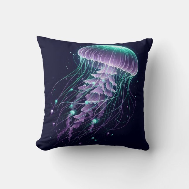 Glowing Ocean: Jellyfish Inspired Throw Pillows (Front)
