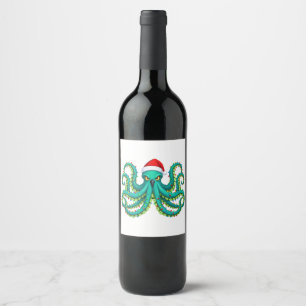 Glowing Octopus Christmas Lights for Ocean Wine Label