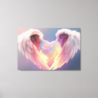*~* Glowing Opal Heart Angel Wings Blue AP78
