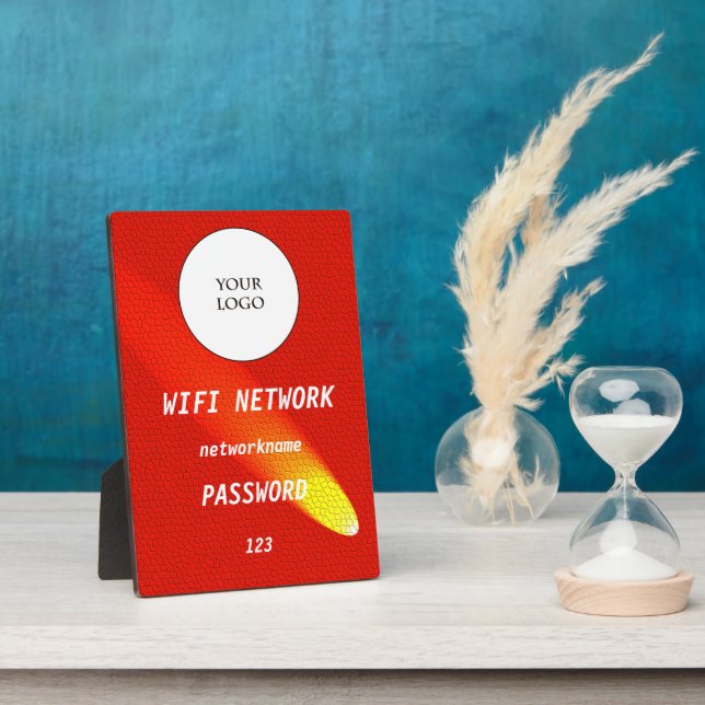 Glowing Orange Leather Share Wifi Network Plaque (Side)