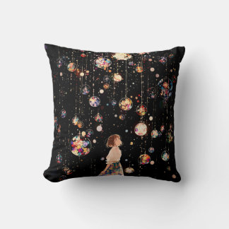 Glowing Orbs Starry Night Cushion