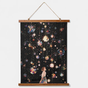 Glowing Orbs Starry Night Hanging Tapestry