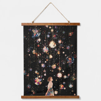 Glowing Orbs Starry Night Hanging Tapestry