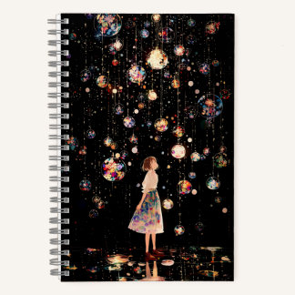 Glowing Orbs Starry Night Notebook