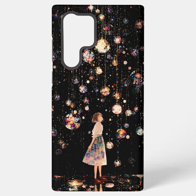 Glowing Orbs Starry Night Samsung Galaxy S22 Ultra Case (Back)