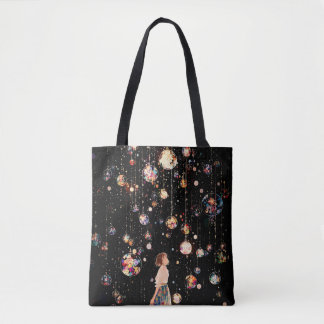Glowing Orbs Starry Night Tote Bag