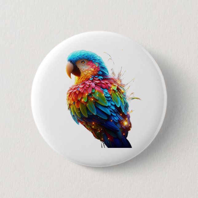 Glowing Parrot 6 Cm Round Badge (Front)