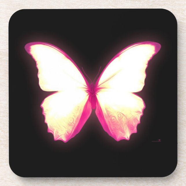 Glowing Pink Butterfly Coasters (Front)