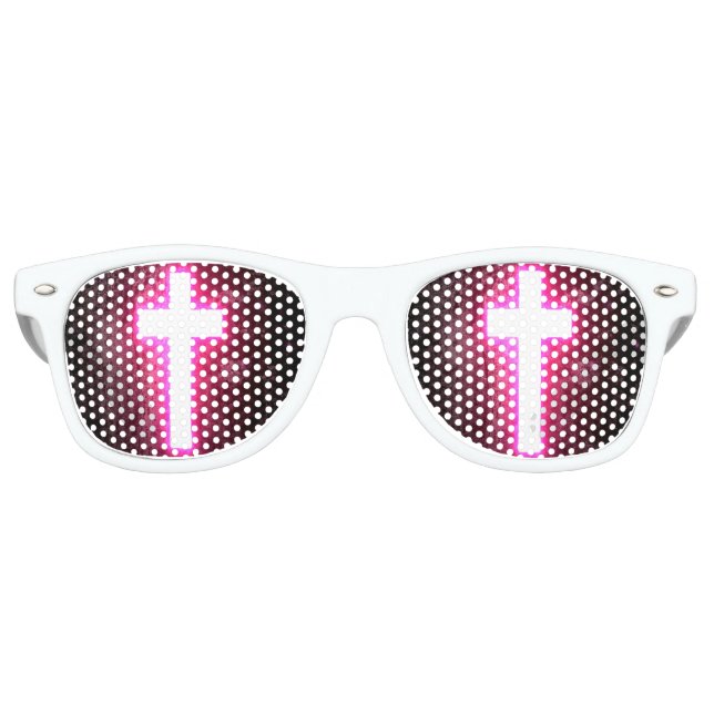 Glowing Pink Cross Sun Glasses (Front)