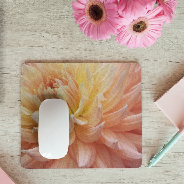 Glowing Pink Dahlia Bloom Floral Mouse Mat (In Situ)