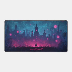 Glowing Pink Fairy World Desk Mat