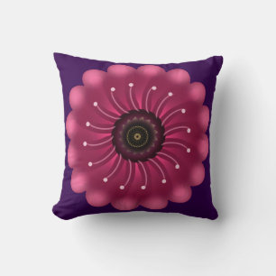 Glowing Pink Fantasy Flower   Abstract Neon Floral Cushion