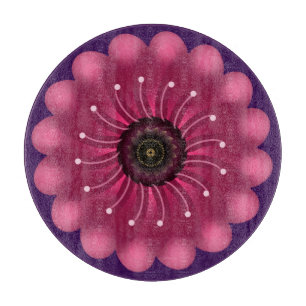Glowing Pink Fantasy Flower Abstract Neon Floral Cutting Board
