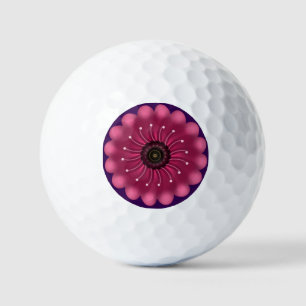Glowing Pink Fantasy Flower Abstract Neon Floral Golf Balls