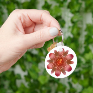 Glowing Pink Fantasy Flower Abstract Neon Floral Key Ring