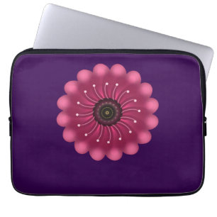 Glowing Pink Fantasy Flower Abstract Neon Floral Laptop Sleeve