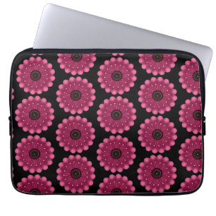 Glowing Pink Fantasy Flower Abstract Neon Floral Laptop Sleeve