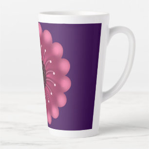 Glowing Pink Fantasy Flower   Abstract Neon Floral Latte Mug