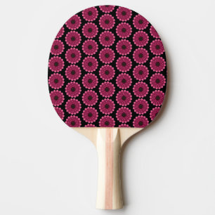 Glowing Pink Fantasy Flower Abstract Neon Floral Ping Pong Paddle