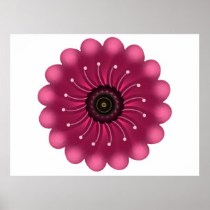 Glowing Pink Fantasy Flower   Abstract Neon Floral Poster