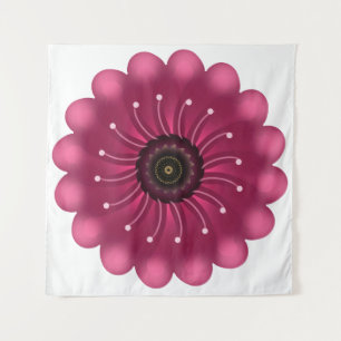 Glowing Pink Fantasy Flower Abstract Neon Floral Tapestry