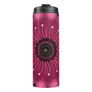 Glowing Pink Fantasy Flower   Abstract Neon Floral Thermal Tumbler