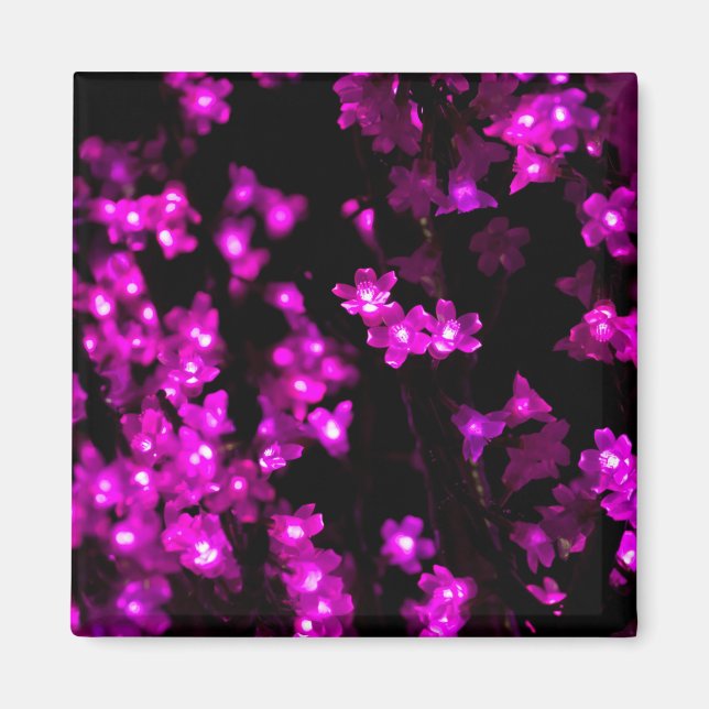 Glowing Pink Flower Lights Magnet (Front)