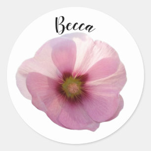 Glowing Pink Hollyhock Flower Personalised Classic Round Sticker