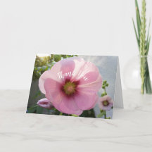 Glowing Pink Hollyhock Flower Thank You Card