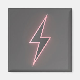 Glowing pink lightning bolt symbol magnet