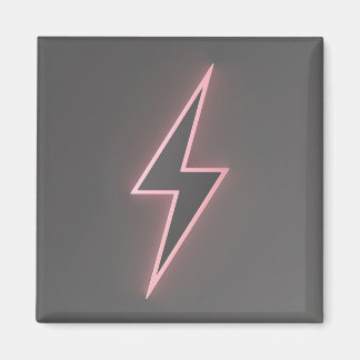 Glowing pink lightning bolt symbol magnet