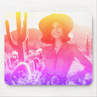 Glowing Pink Purple Blue + Red Woman On a Thick Mouse Mat