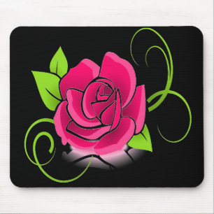 Glowing Pink Rose Mouse Mat