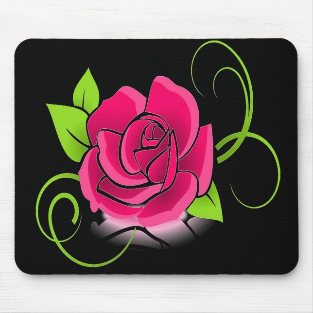 Glowing Pink Rose Mouse Mat (Front)