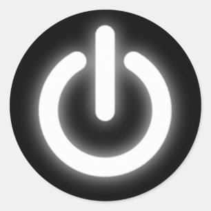 Glowing Power On Symbol Funny Classic Round Sticker
