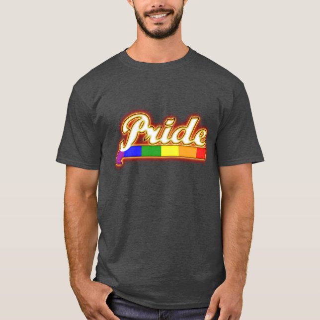 Glowing Pride Gay Pride Colours T-Shirt (Front)
