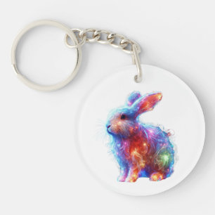 Glowing Prism Rabbit – Ethereal Neon Light Animal Key Ring