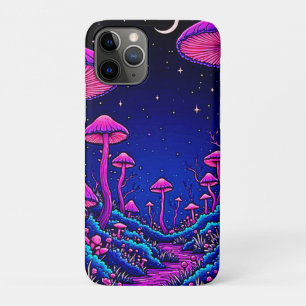 Glowing Psychedelic Mushroom Forest Night iPhone 11 Pro Case
