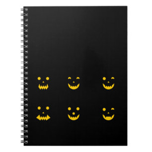 Glowing Pumpkin Faces Halloween Notebook