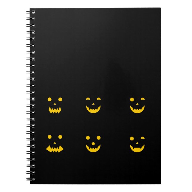 Glowing Pumpkin Faces Halloween Notebook (Front)