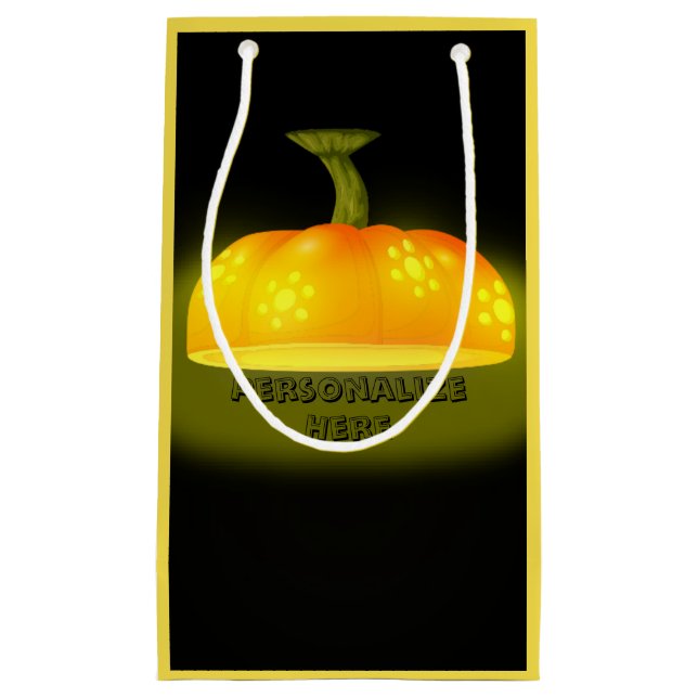 Glowing pumpkin fall cute autumn black orange small gift bag (Front)