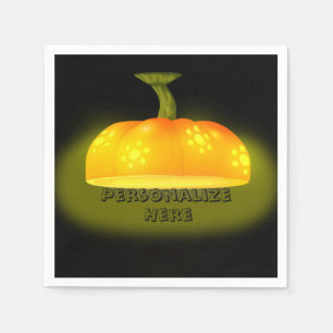Glowing pumpkin fall unique cute orange black napkin