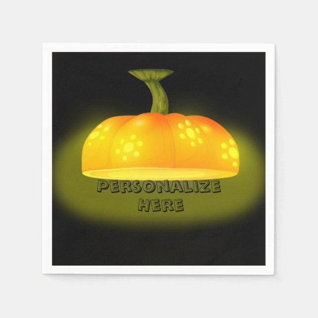 Glowing pumpkin fall unique cute orange black napkin (Front)