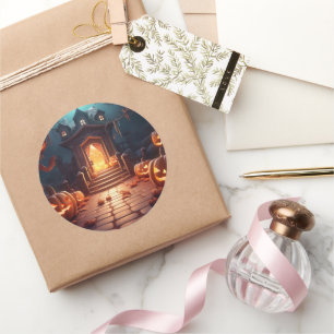 Glowing Pumpkin Halloween Classic Round Sticker