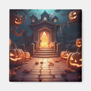 Glowing Pumpkin Halloween Magnet