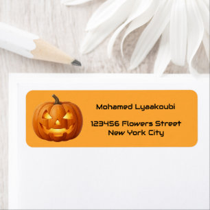 Glowing Pumpkin Halloween Mailing Label