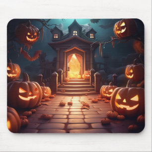 Glowing Pumpkin Halloween Mouse Mat