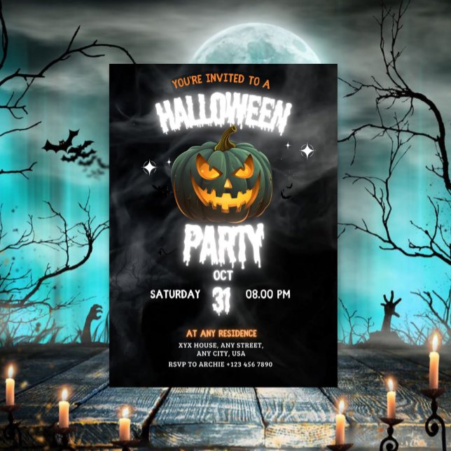 Glowing Pumpkin Halloween Party  Invitation (Creator Uploaded)