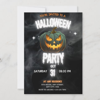 Glowing Pumpkin Halloween Party  Invitation
