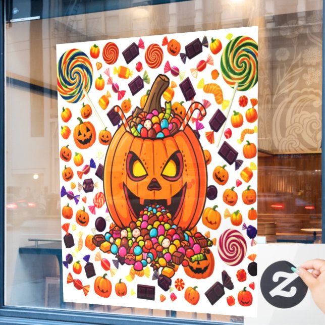 Glowing Pumpkin Halloween Stickers (Cafe Window)